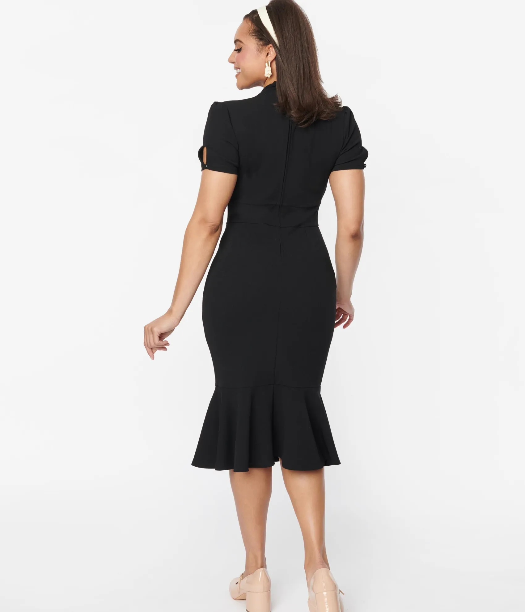 Unique Vintage 1940s All Black Holloway Wiggle Dress Online