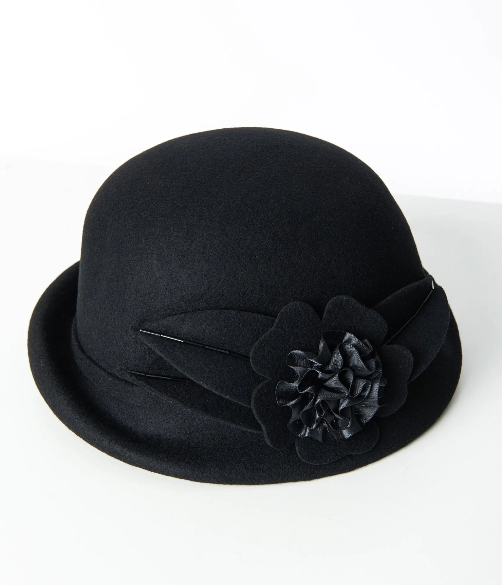 Unique Vintage 1920s Black Floral Cloche Hat Online