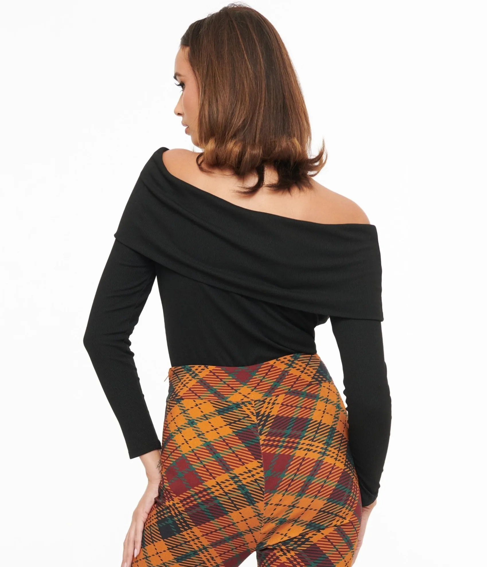 Unique Vintage 1960s Black Folded Shoulder Knit Top New