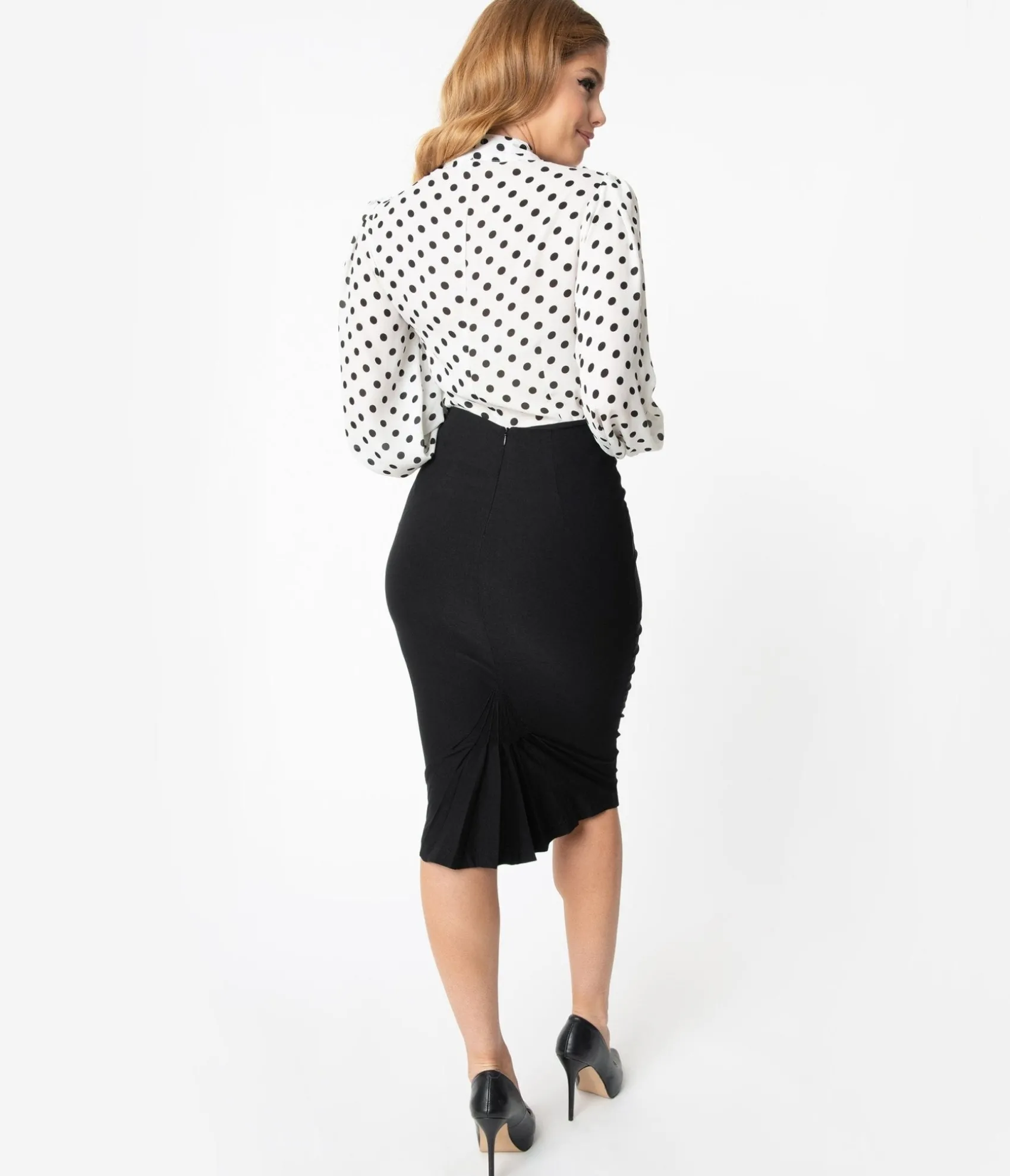 Unique Vintage 1950s Black High Waist Tracy Wiggle Skirt Hot
