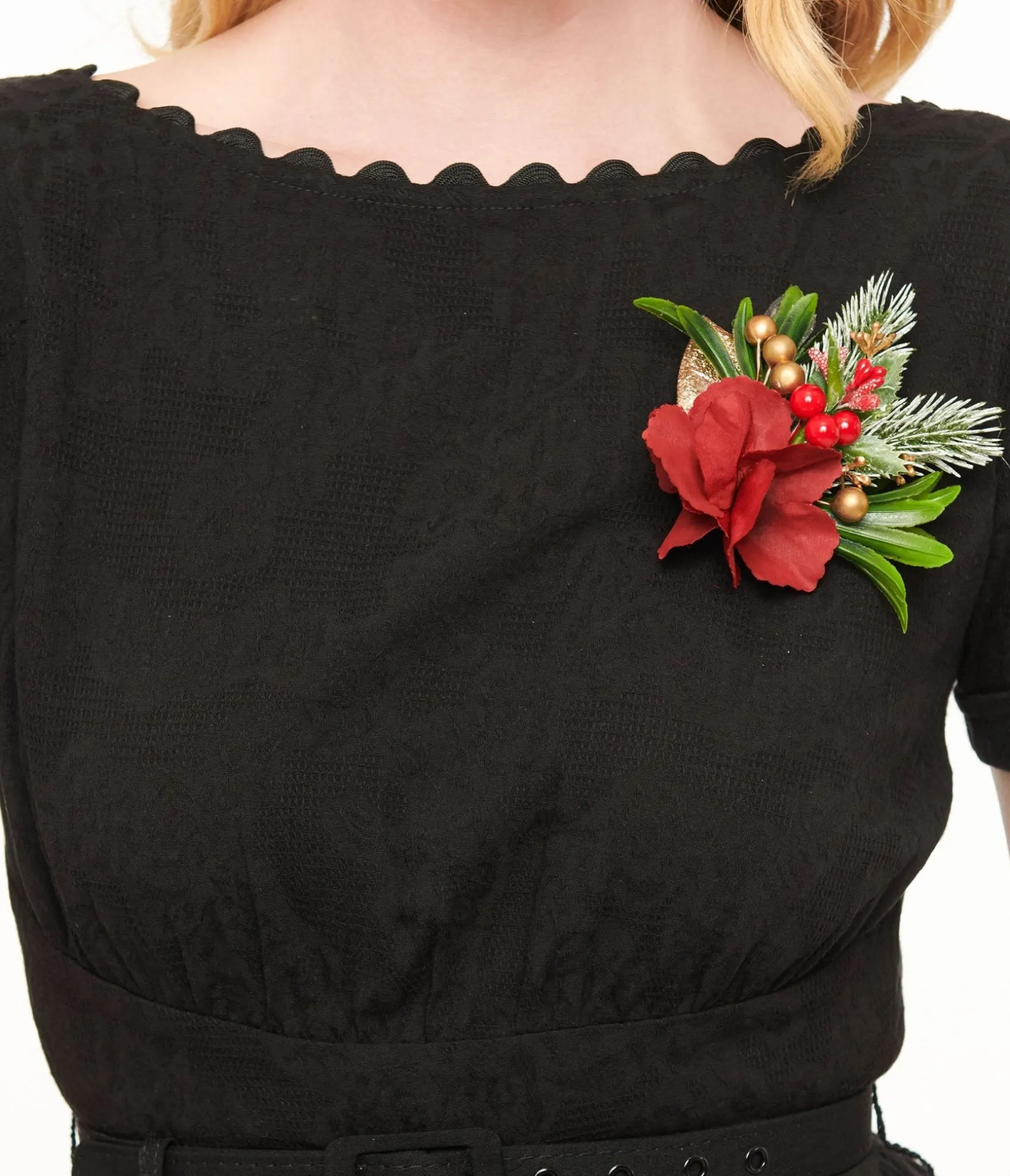Unique Vintage 1950s Black Holiday Floral Pin Cotton Swing Dress Shop