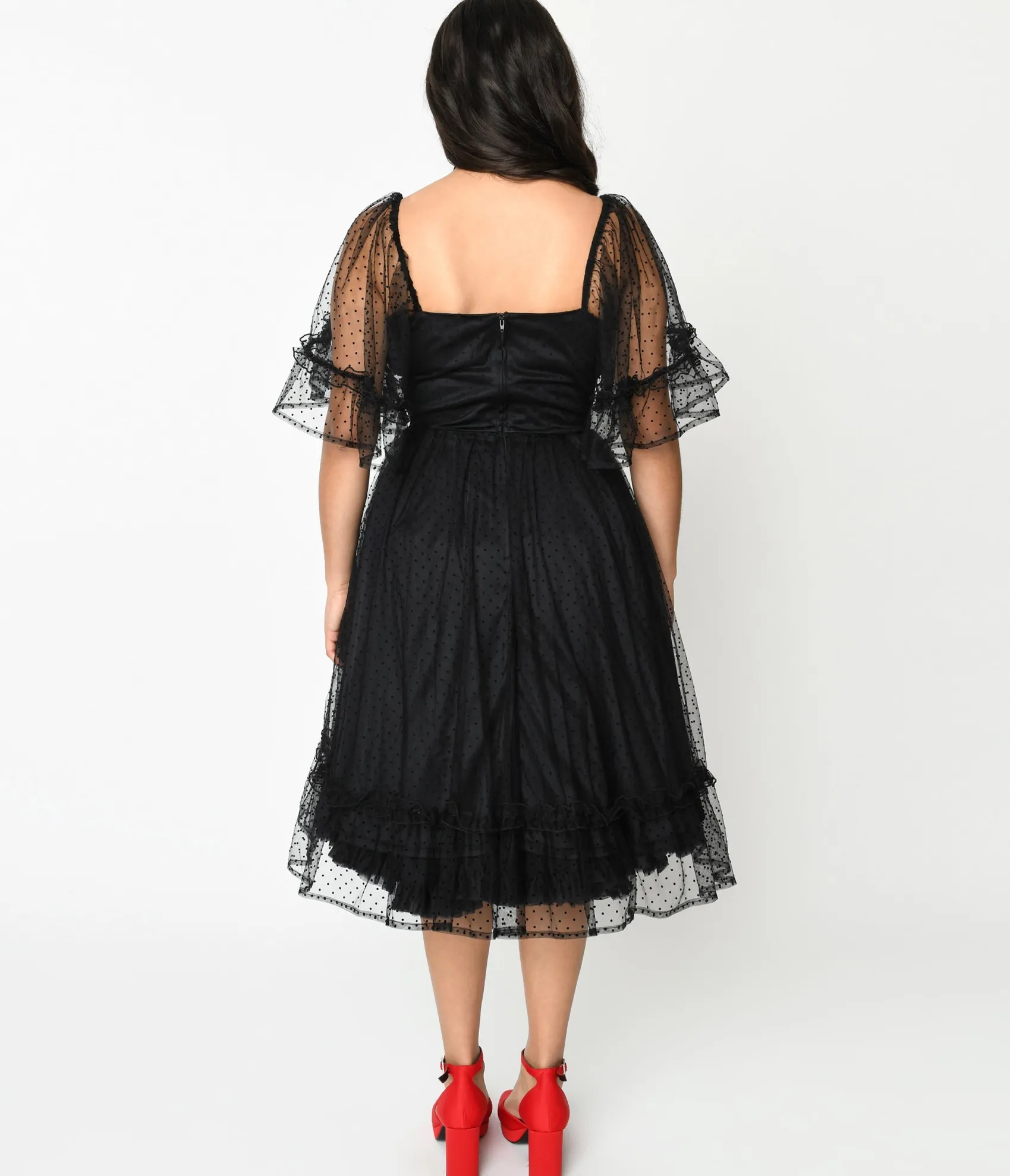 Unique Vintage 1950s Black Ruffle Sweetheart Swing Dress Shop