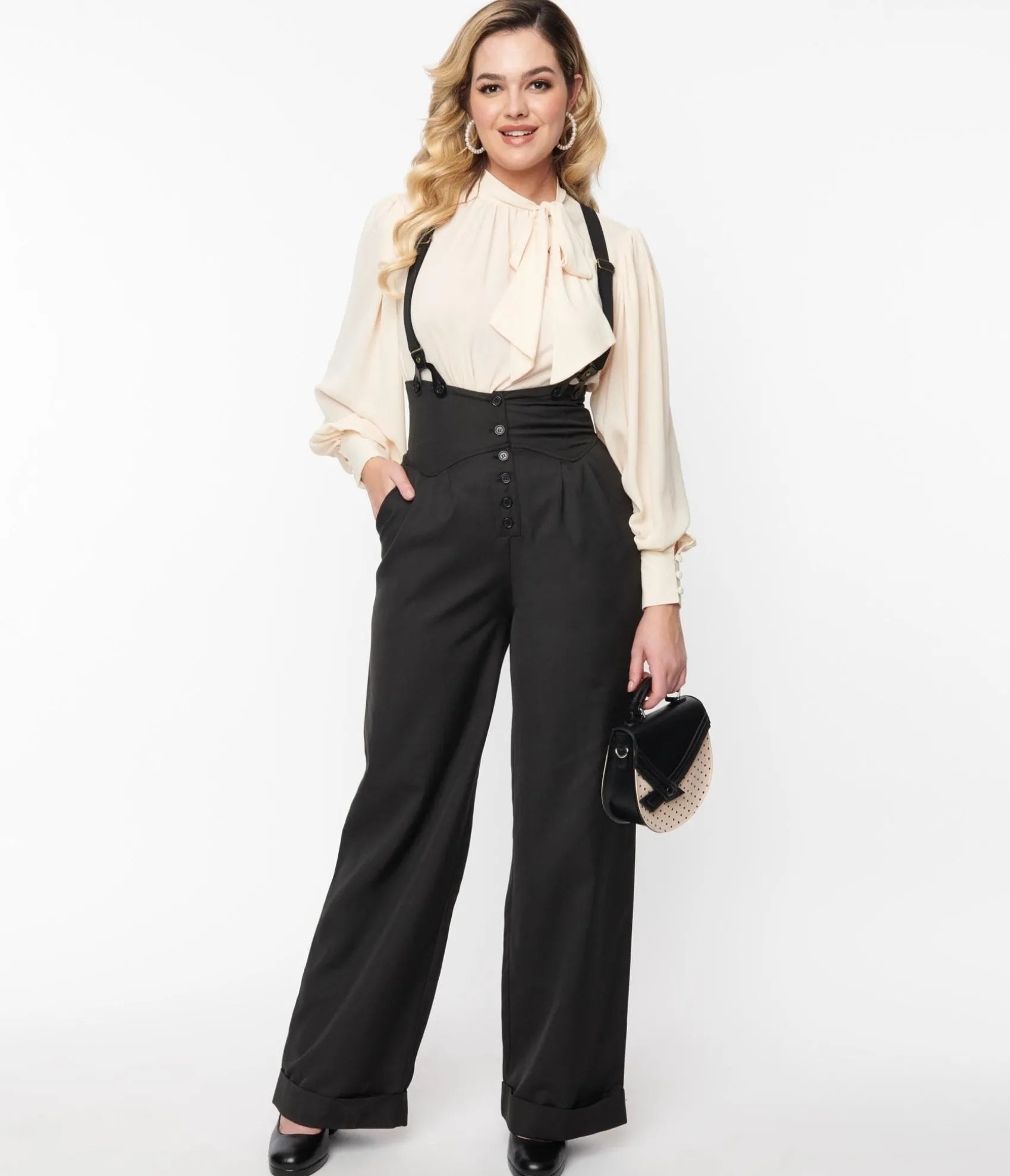 Unique Vintage 1930s Black Thelma Suspender Pants Sale