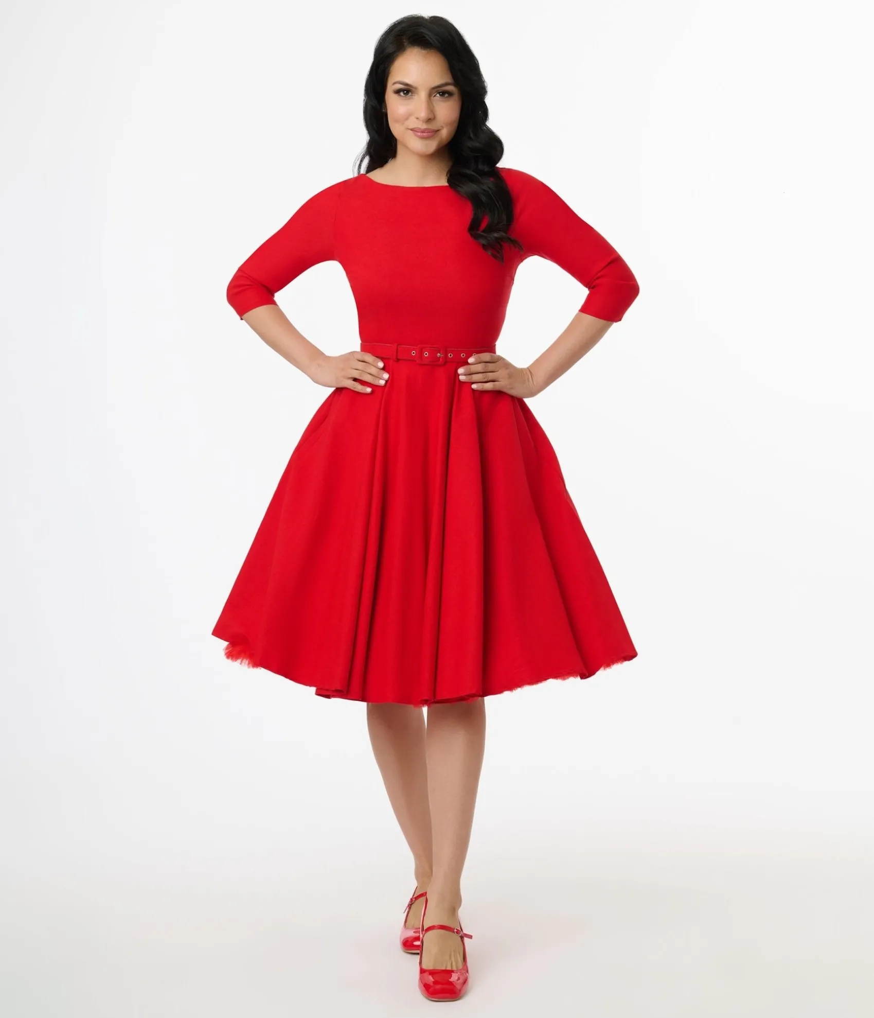 Unique Vintage 1950s Bright Red Devon Swing Dress Best Sale