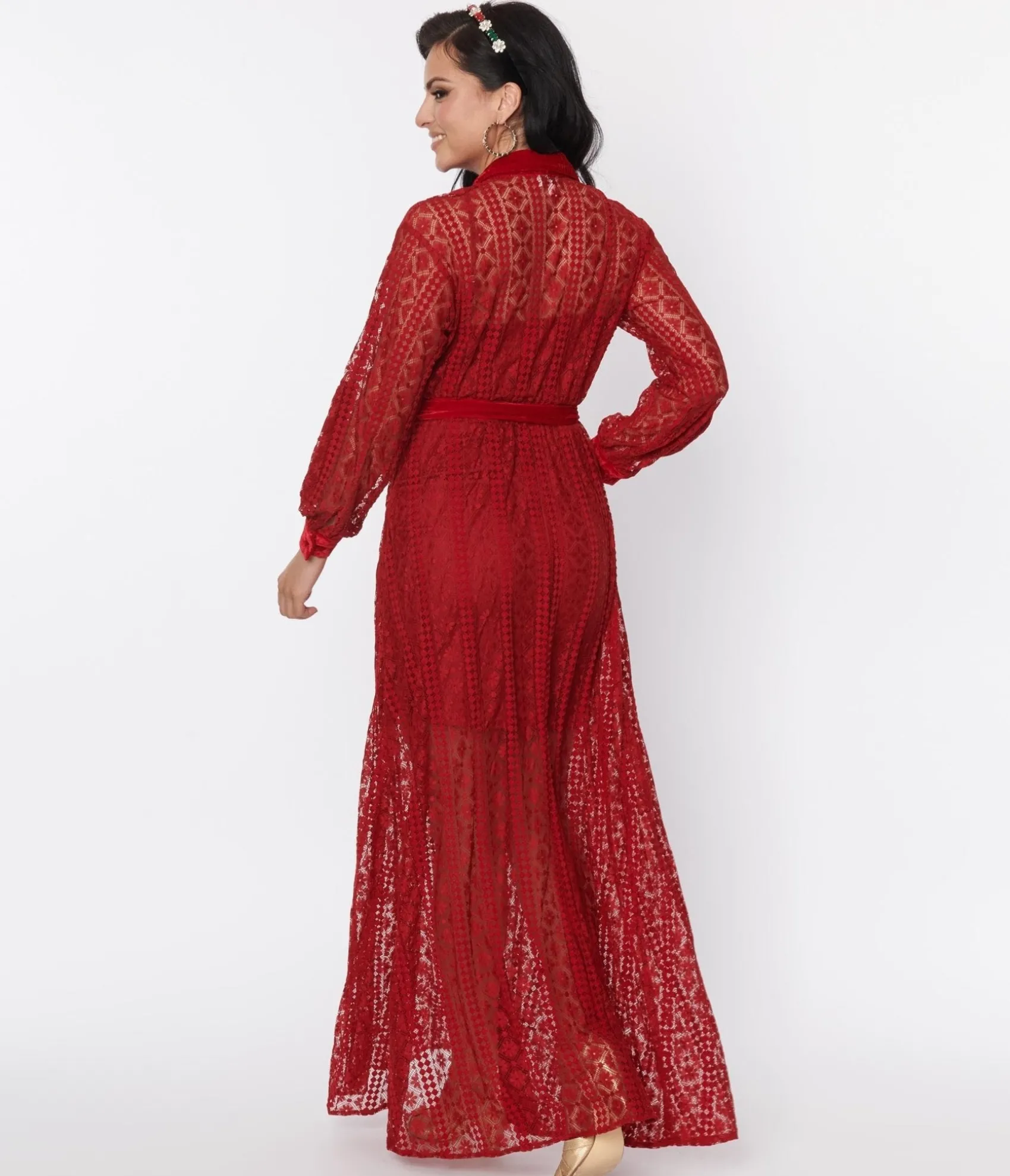 Unique Vintage 1970s Burgundy Lace Blanche Maxi Shirtdress Store