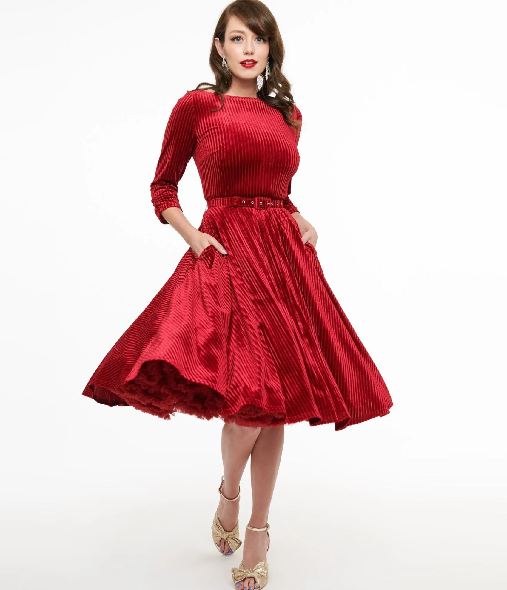 Unique Vintage 1950s Burgundy Textured Velvet Devon Swing Dress Outlet