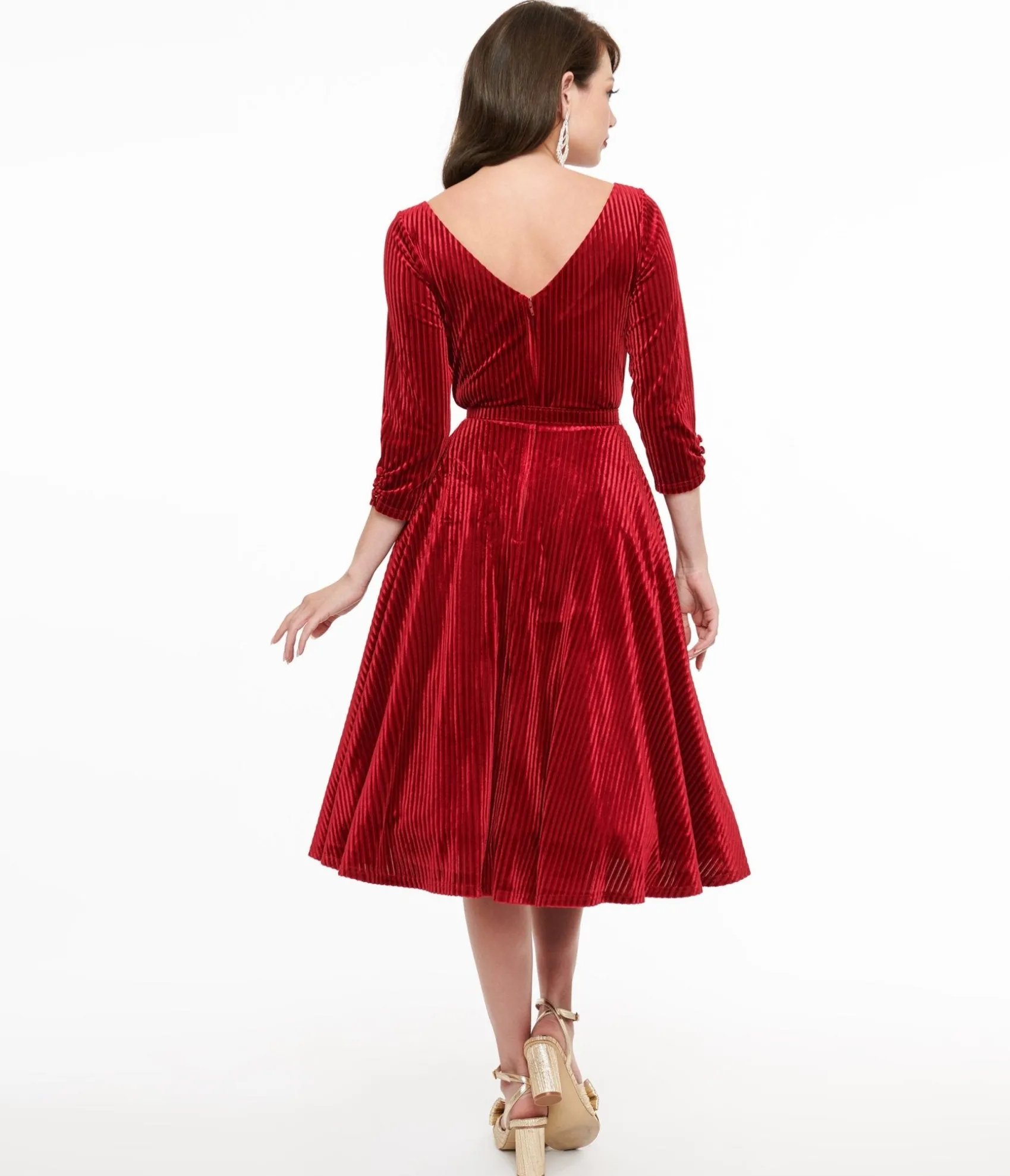Unique Vintage 1950s Burgundy Textured Velvet Devon Swing Dress Outlet