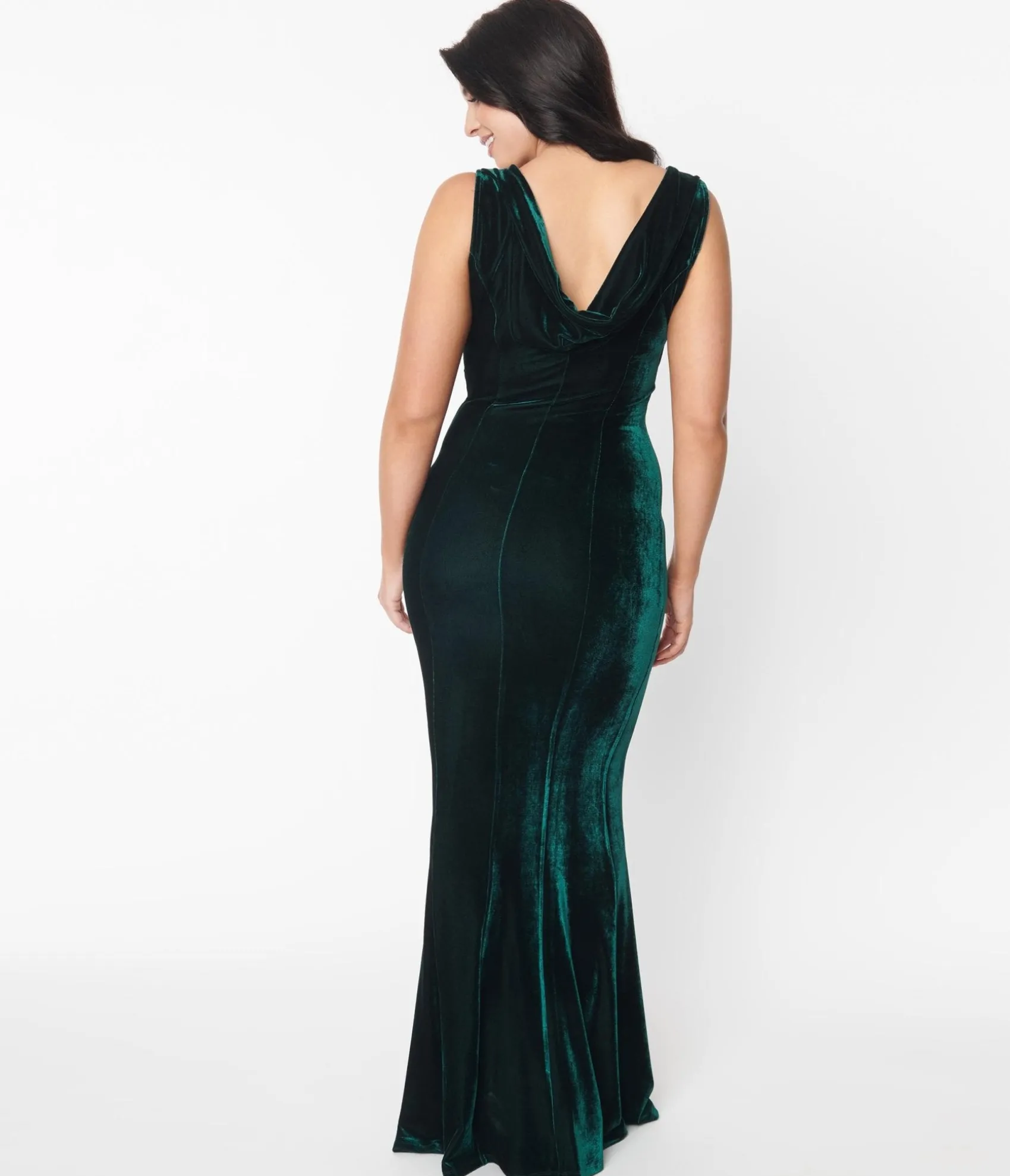 Unique Vintage 1930s Emerald Green Velvet Goldwyn Gown Best Sale