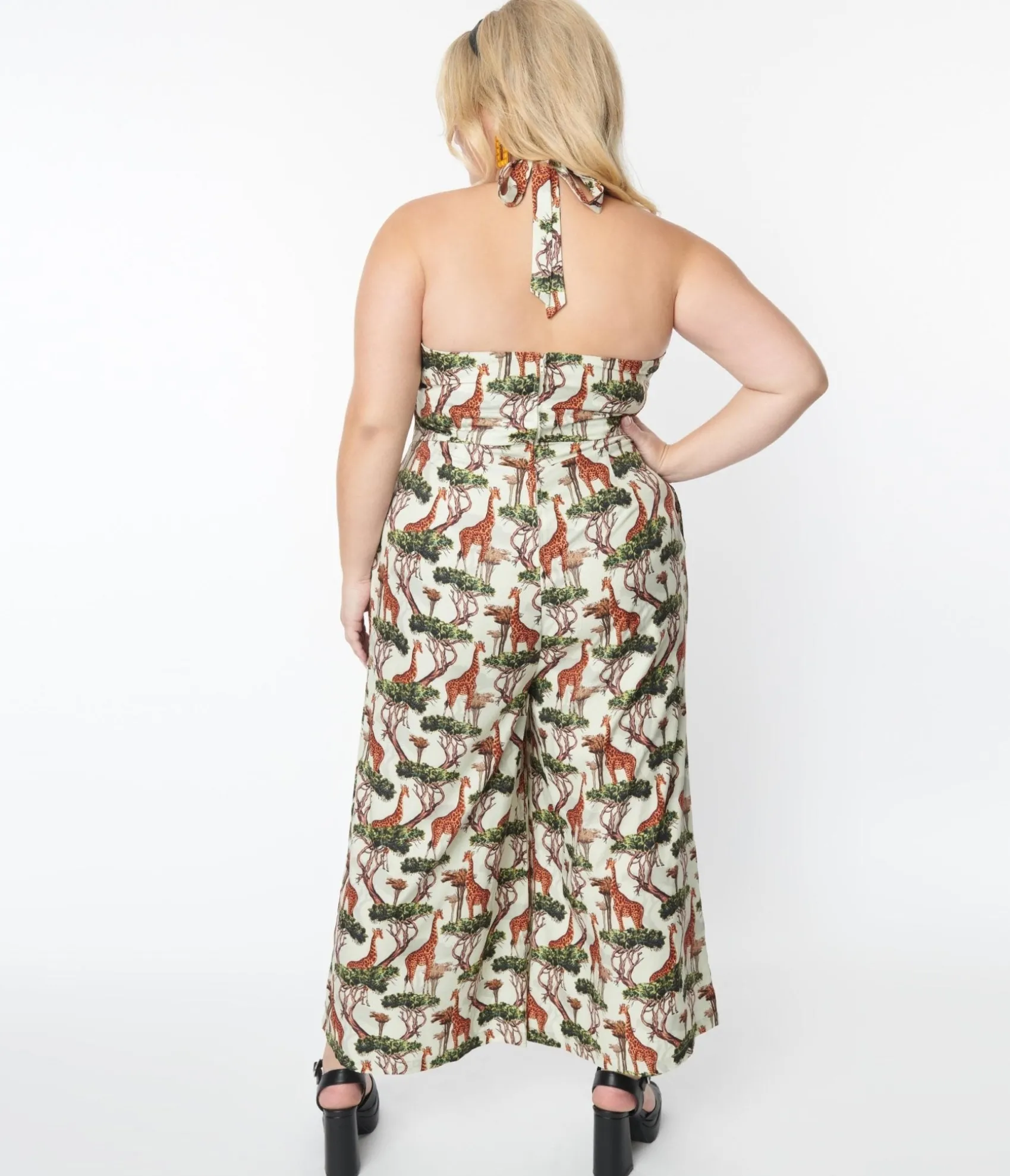 Unique Vintage 1970s Giraffe Print Halter Jumpsuit Best
