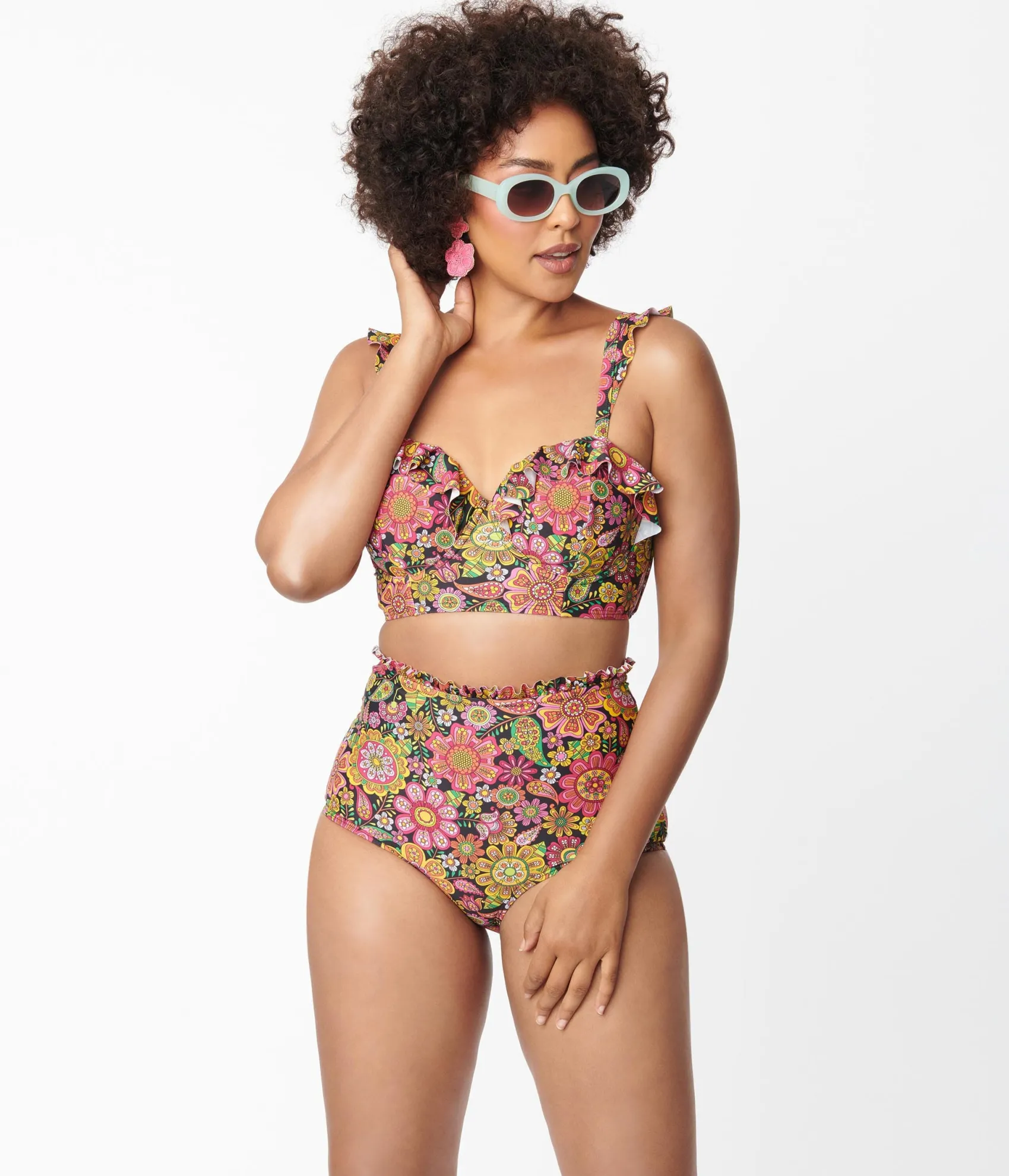 Unique Vintage 1960s Kaleidoscope Floral Cape May Swim Bottoms Outlet