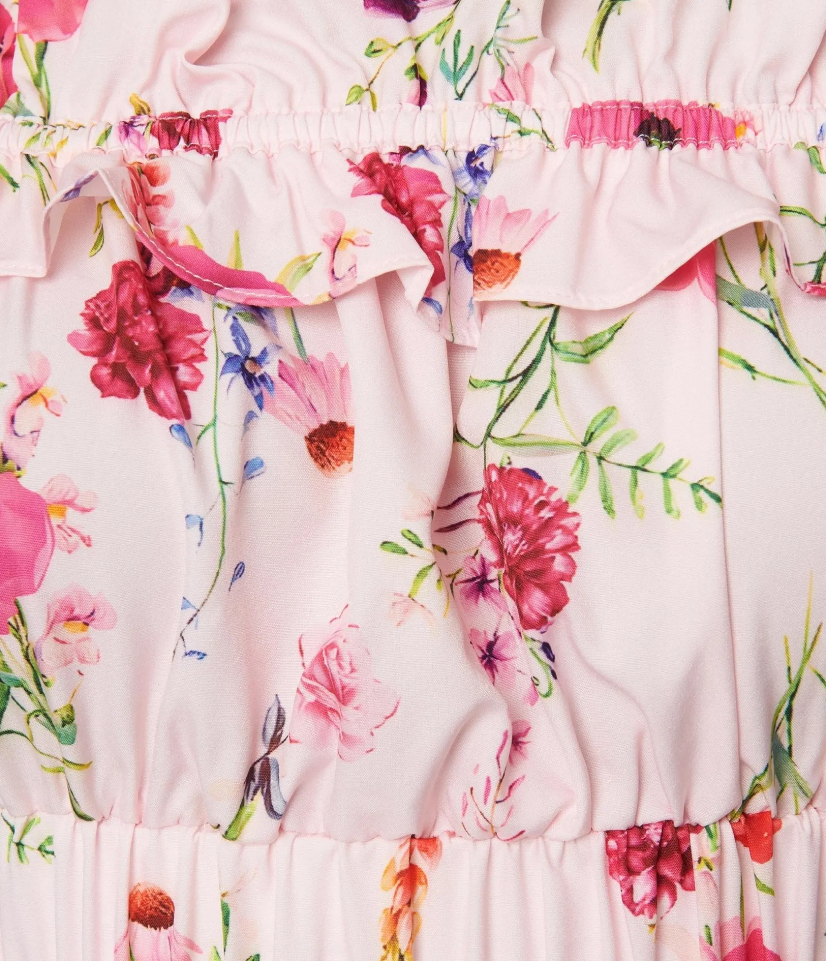 Unique Vintage 1970s Light Pink Floral Ruffle Up Crop Top Flash Sale