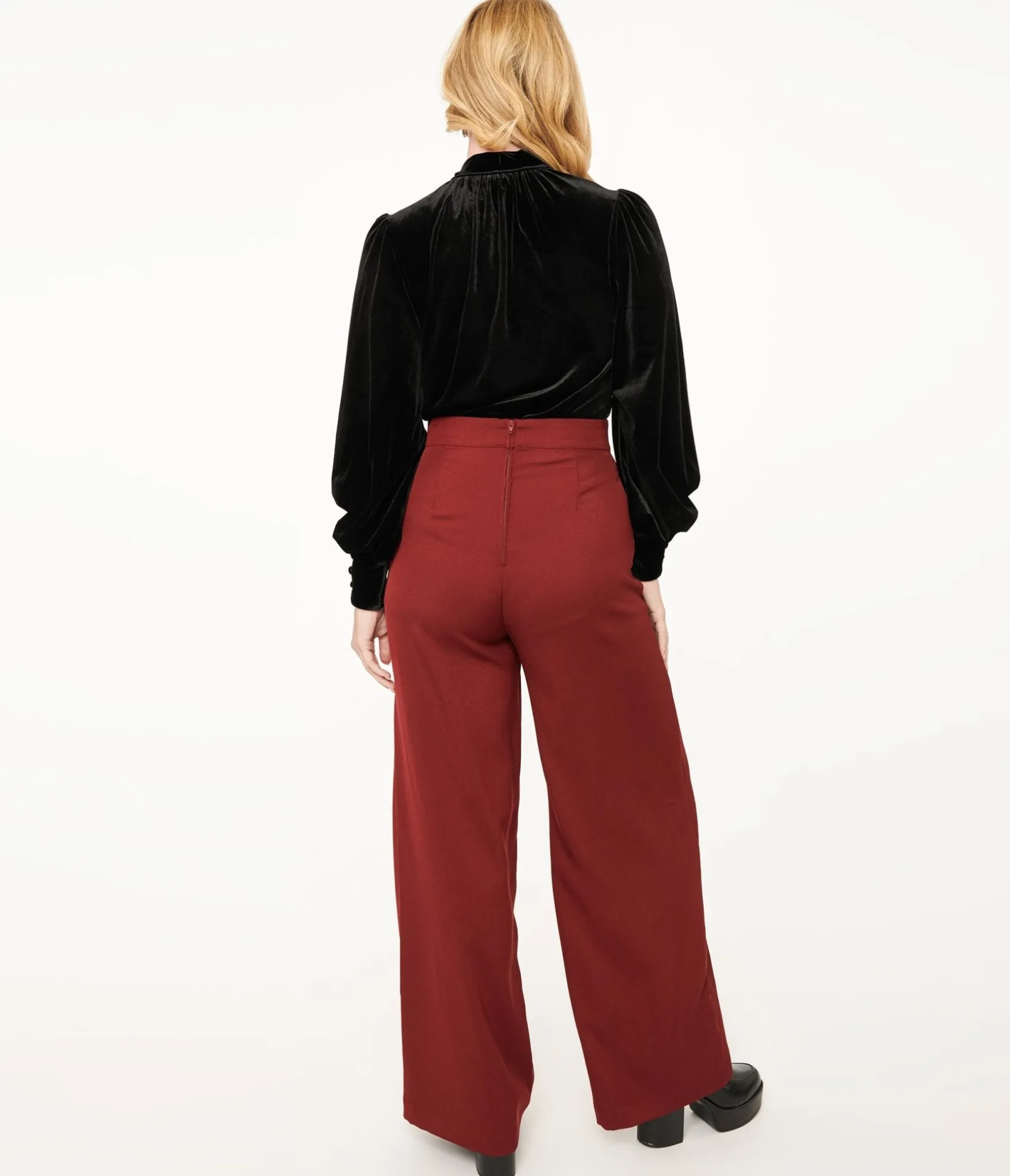 Unique Vintage 1940s Merlot High Waist Pants Outlet