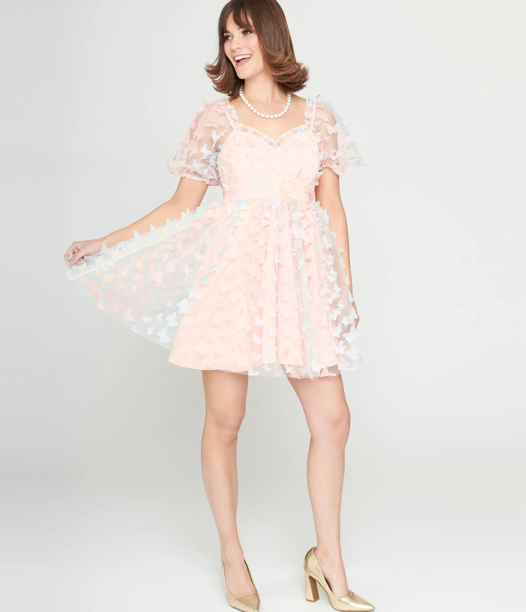Unique Vintage 1950s Pastel Rainbow Butterfly Babydoll Dress Best