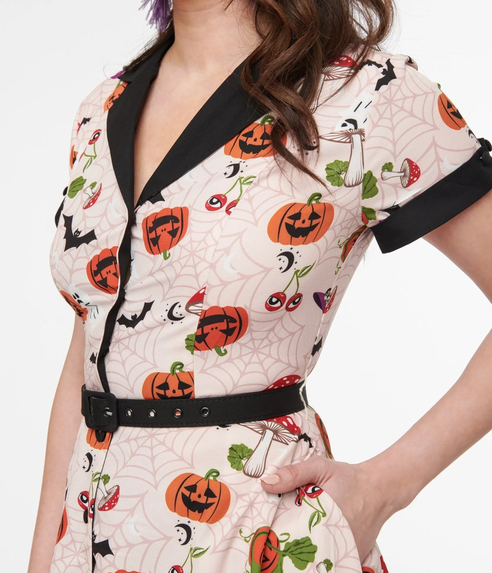 Unique Vintage 1950s Pink Halloween Print Alexis Swing Dress Fashion