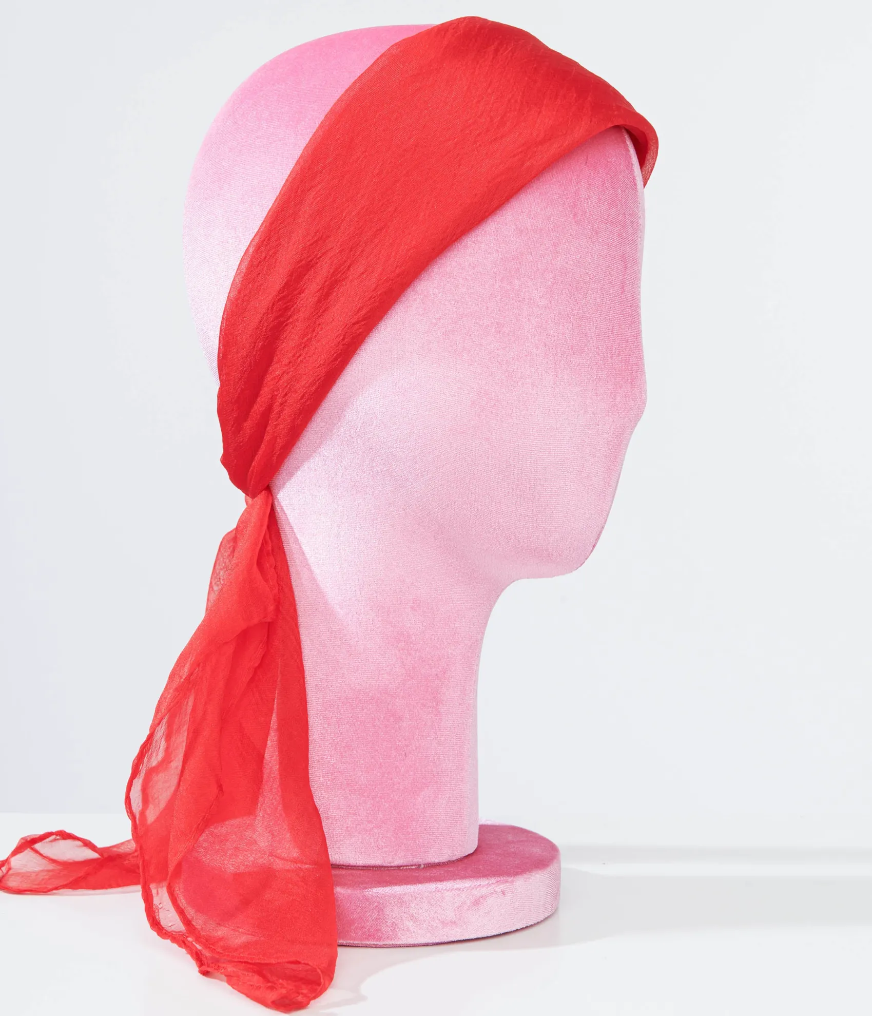 Unique Vintage 1950s Red Chiffon Hair Scarf Discount