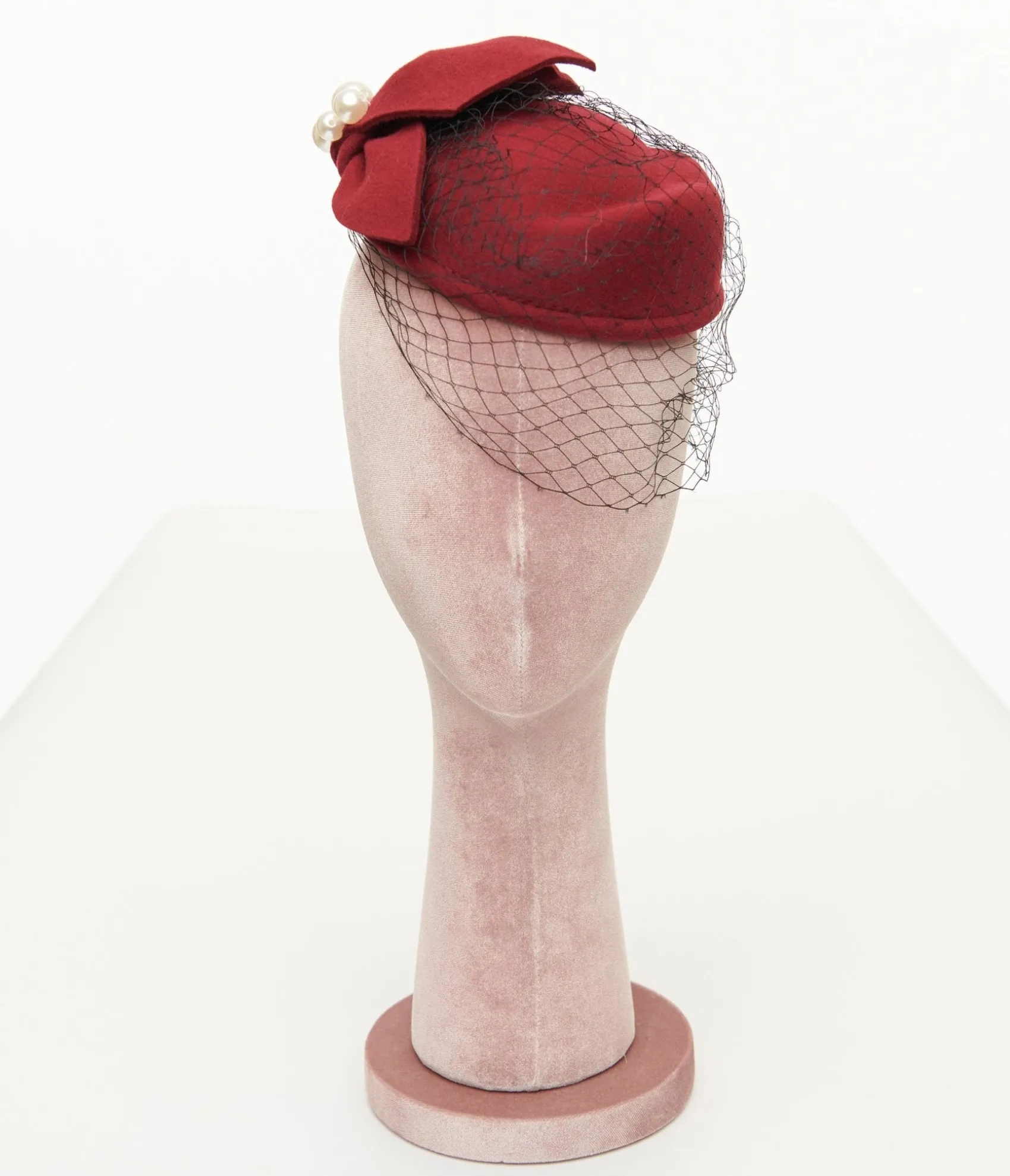 Unique Vintage 1950s Red Pearl Pillbox Hat Cheap