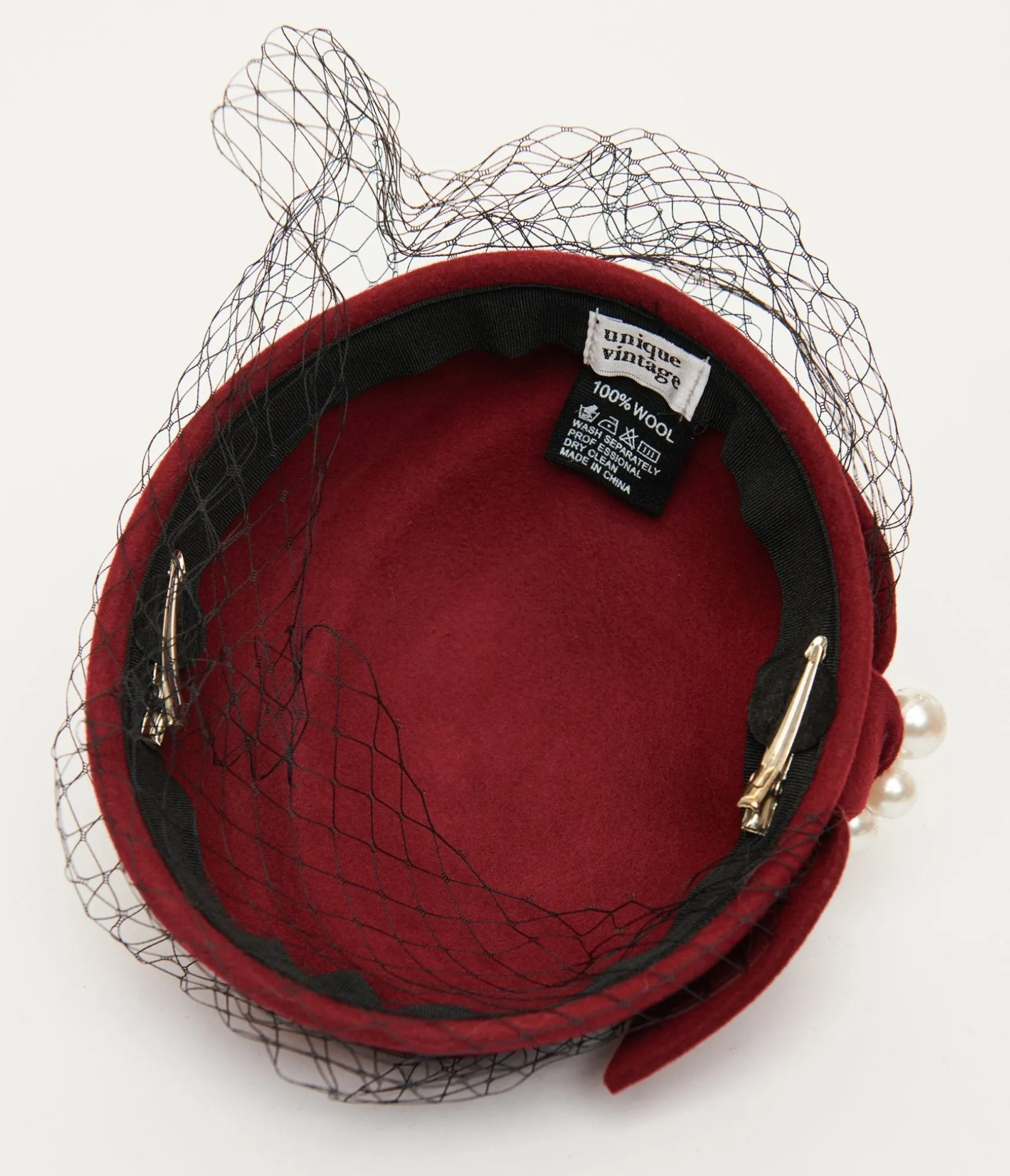 Unique Vintage 1950s Red Pearl Pillbox Hat Cheap