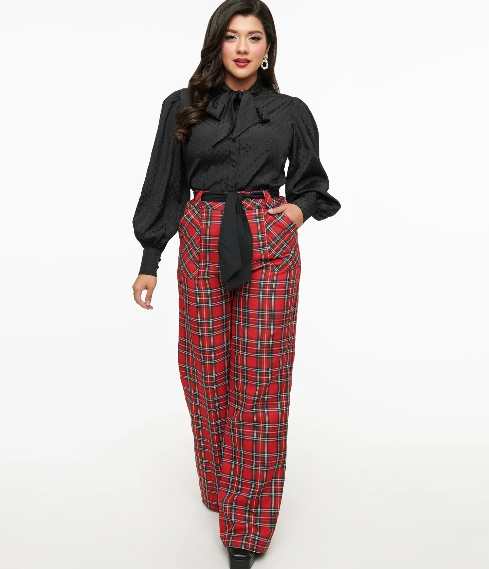 Unique Vintage 1950s Red Plaid Wide Leg Trousers Best Sale