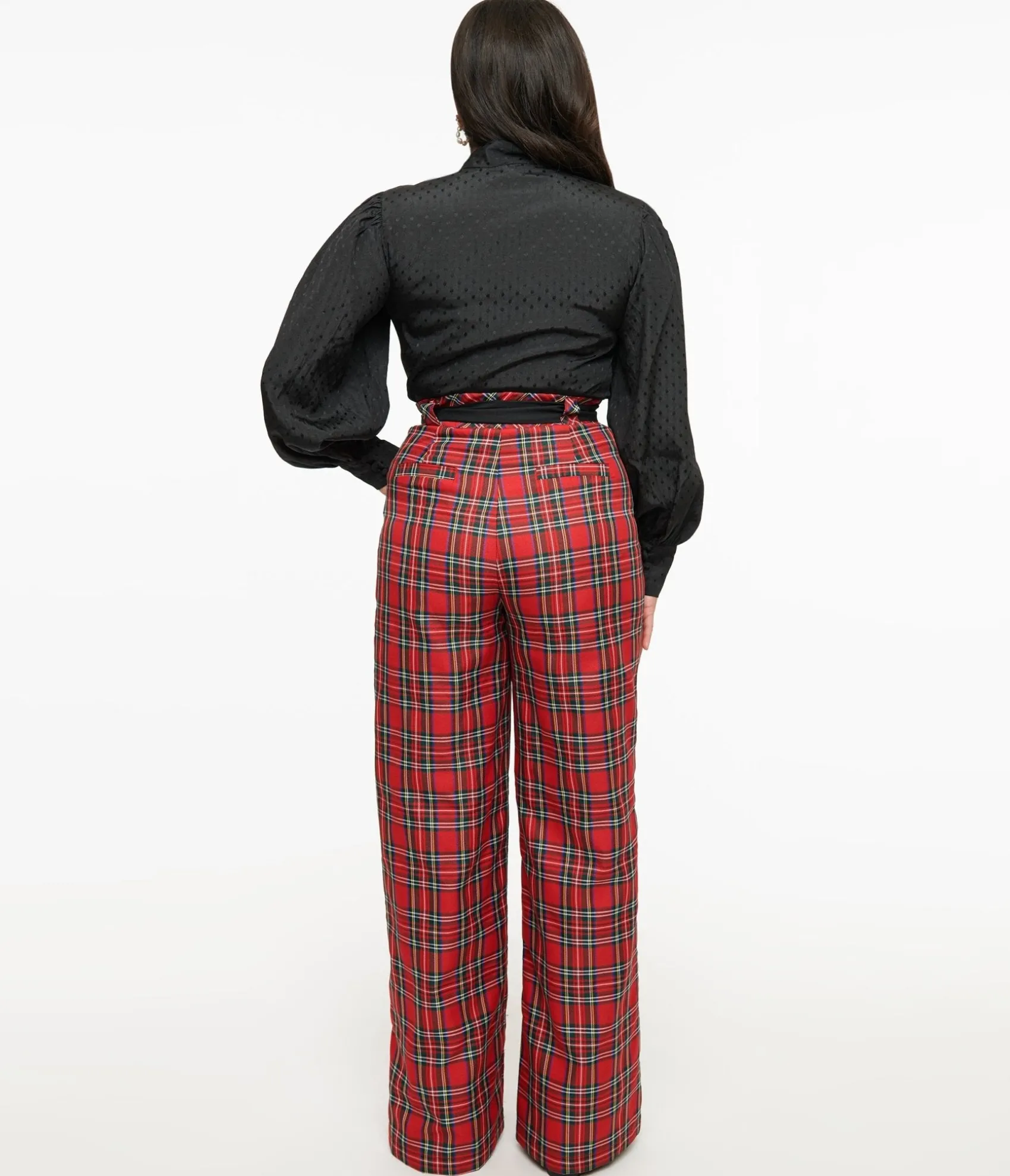 Unique Vintage 1950s Red Plaid Wide Leg Trousers Best Sale