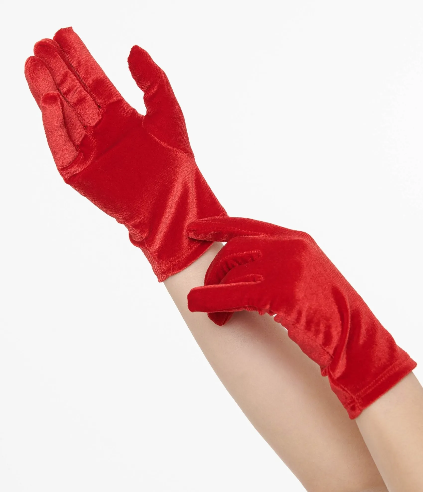 Unique Vintage 1950s Red Velvet Gloves Fashion