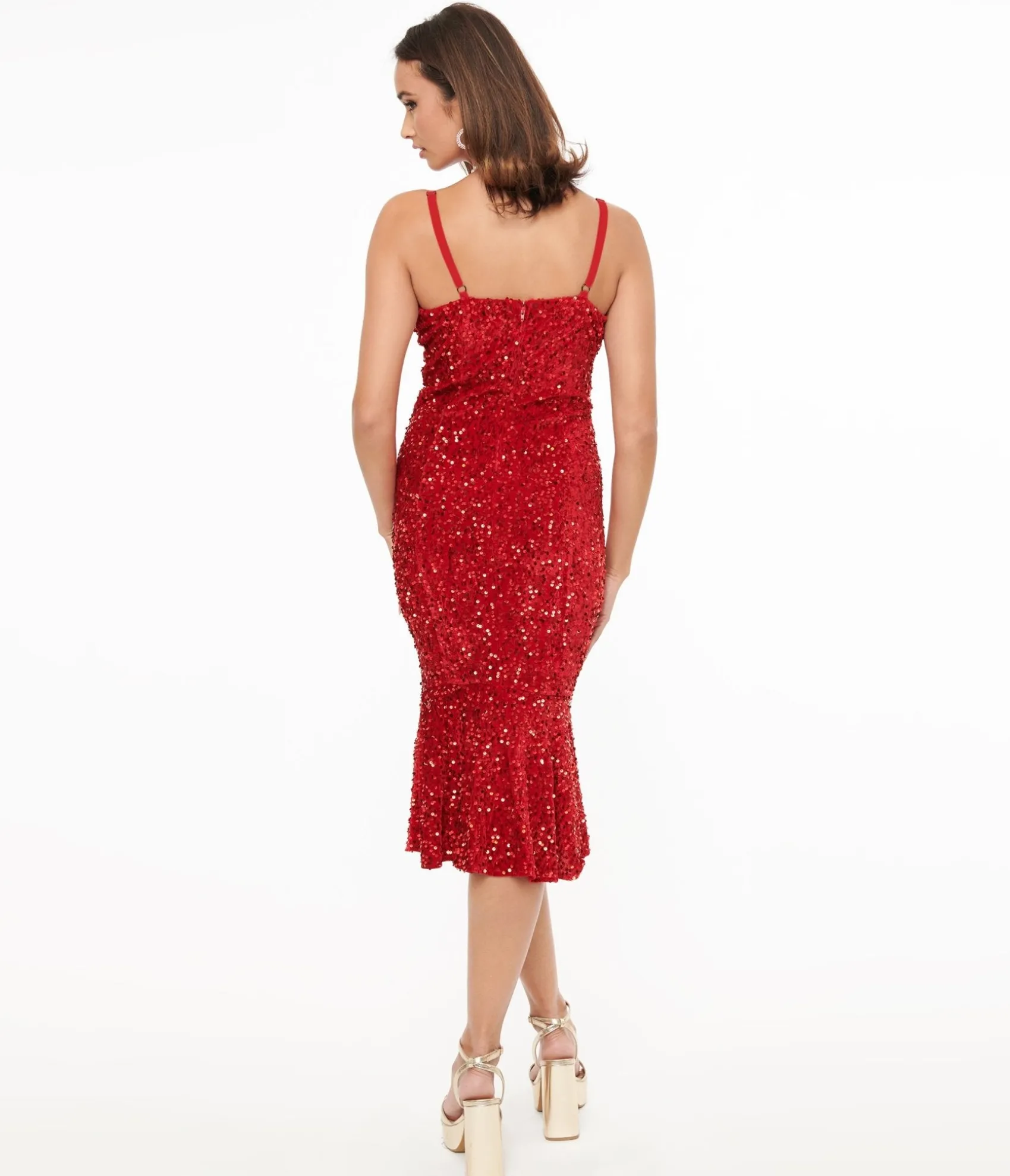 Unique Vintage 1970s Red Velvet Sequin Rizzo Wiggle Dress Best