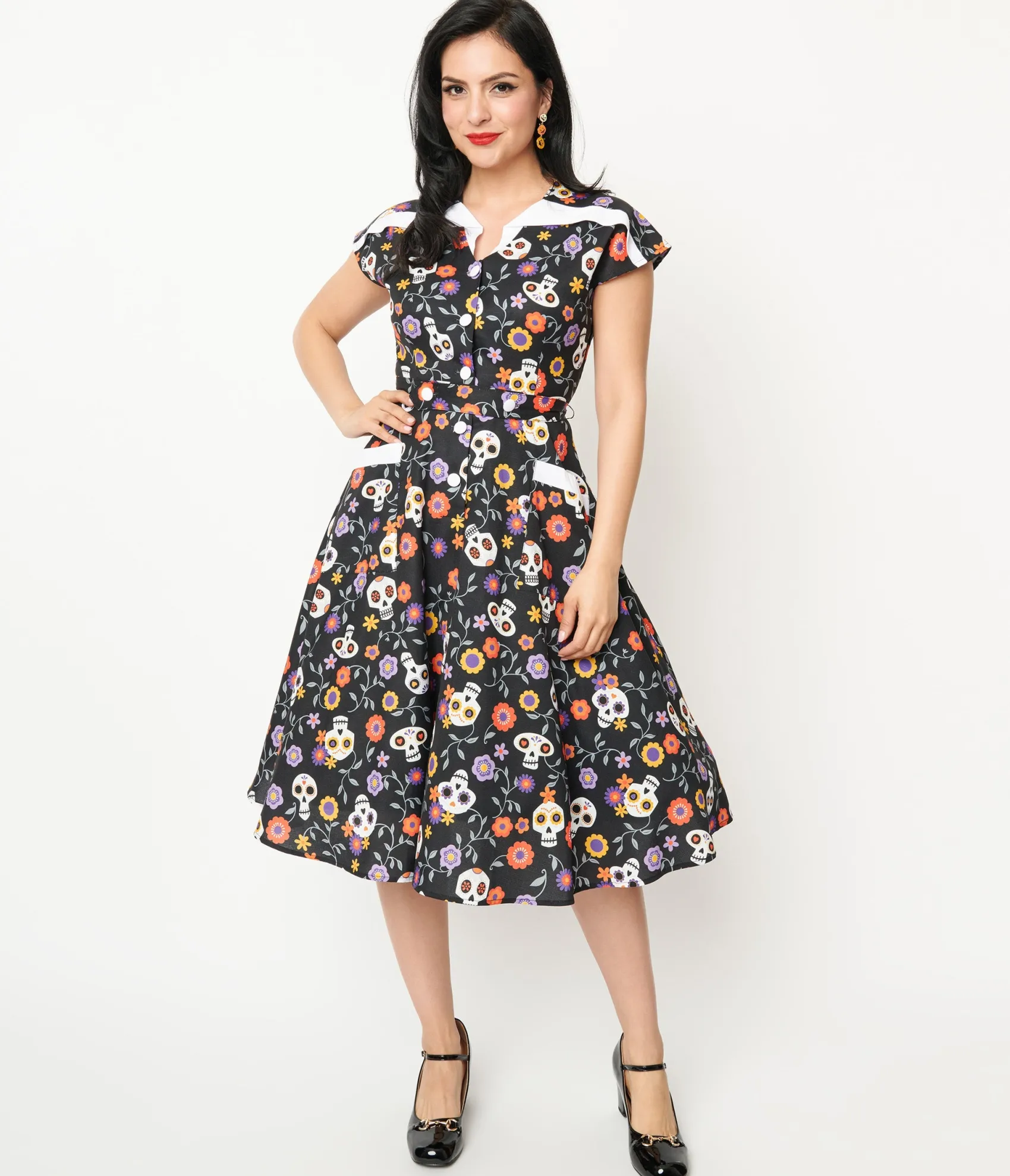 Unique Vintage Sugar Skulls Hedda Swing Dress Best Sale