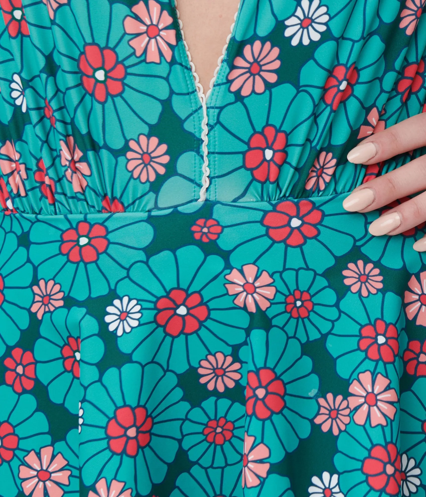 Unique Vintage Teal Flower Child Skirted Wendy Swimsuit Fashion