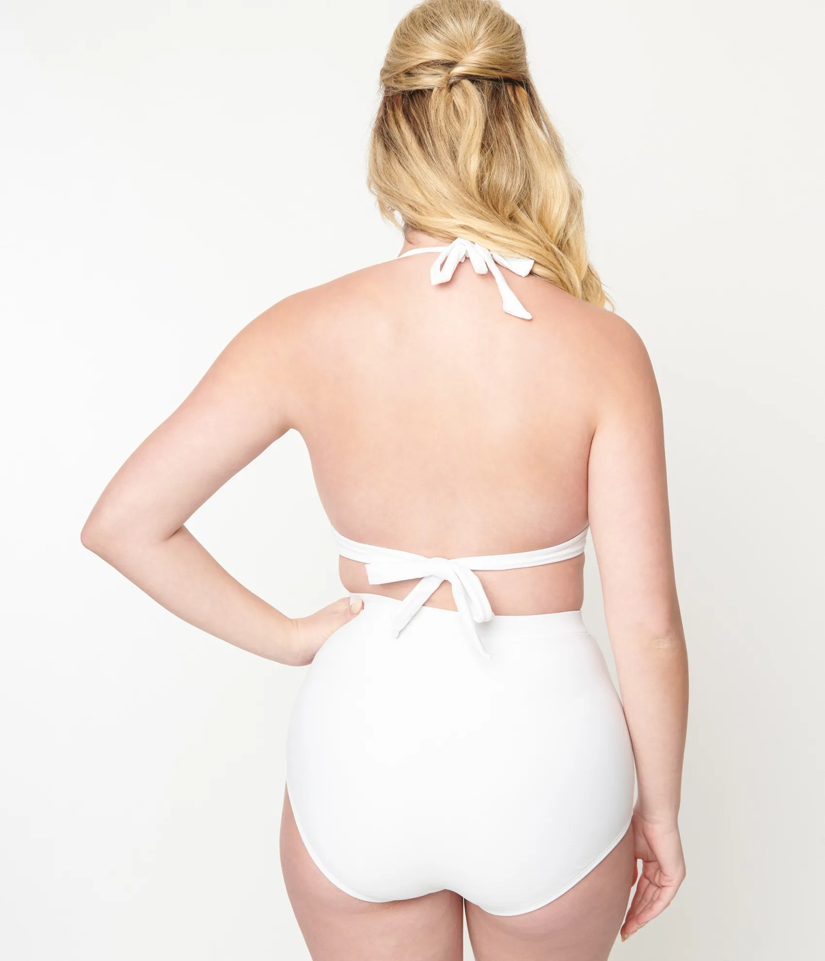 Unique Vintage White Halter Swim Top Shop