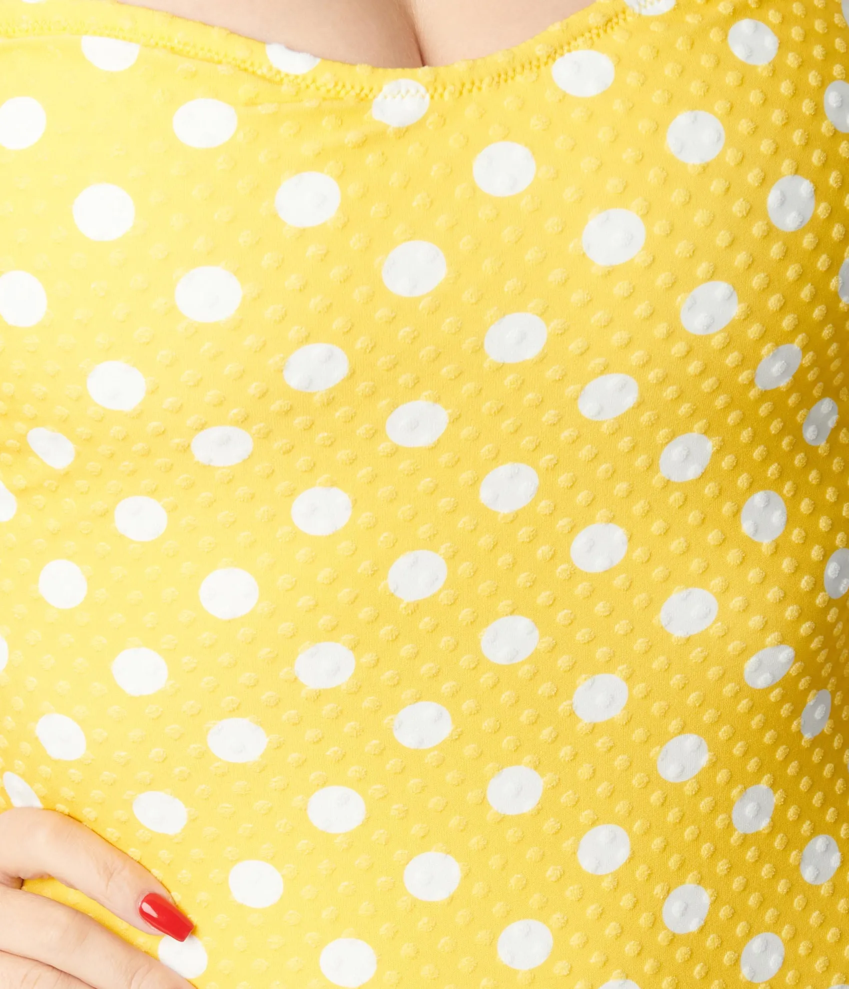 Unique Vintage Yellow & White Polka Dot Barbara One Piece Swimsuit Best