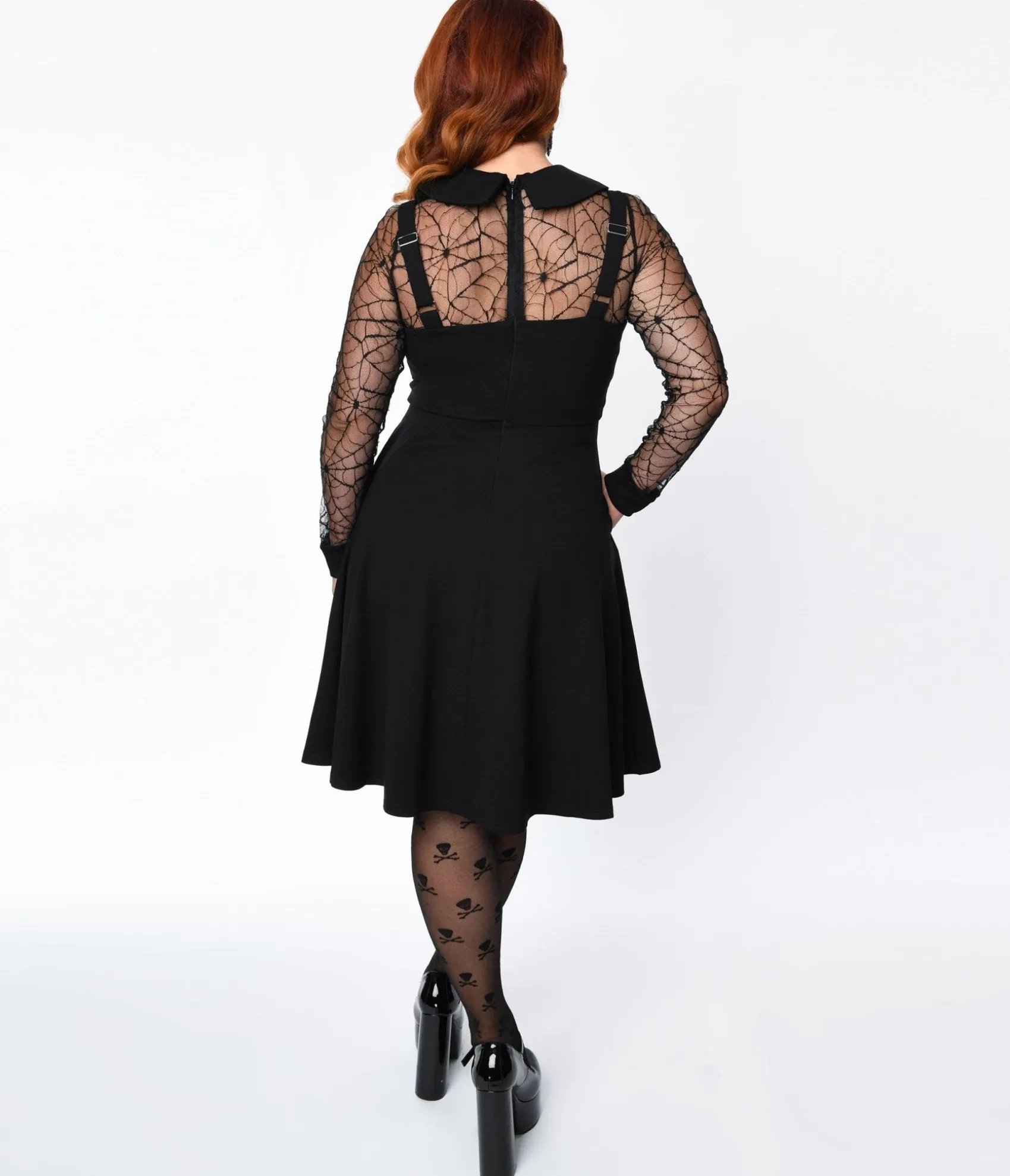 Unique Vintage Voodoo Vixen Black Spider Web Swing Dress Cheap