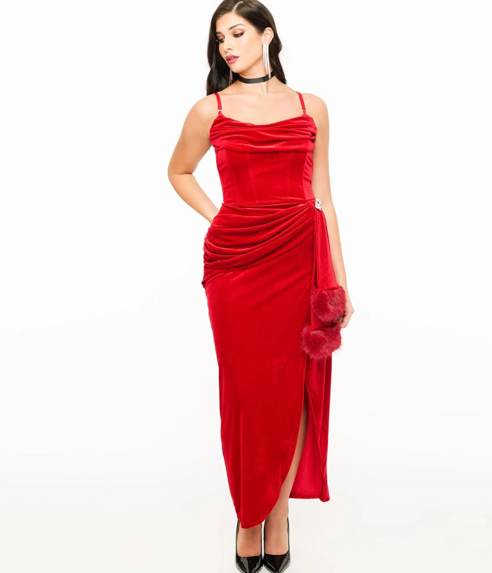 Unique Vintage Weasel Wear Red Velvet Phantom Swag Gown Discount