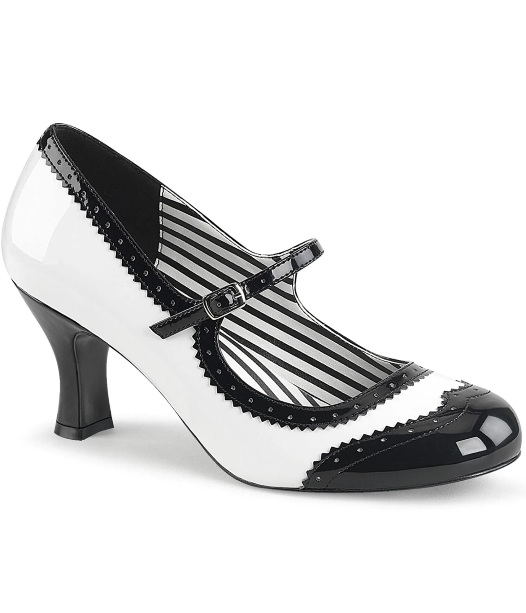 Unique Vintage White & Black Spectator Mary Jane Kitten Heel Pumps Best