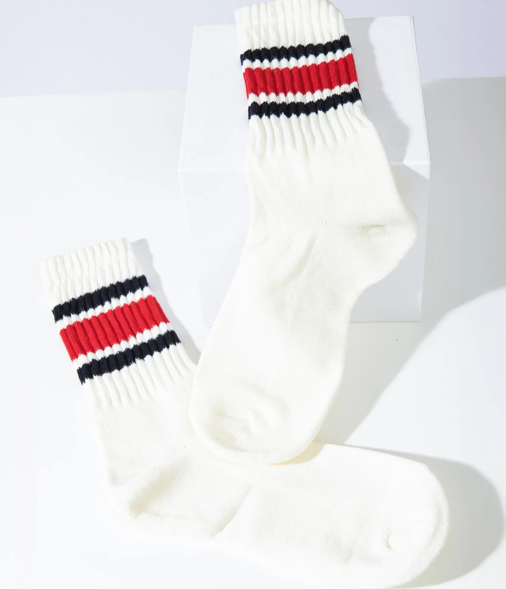 Unique Vintage White & Red Striped Socks Cheap